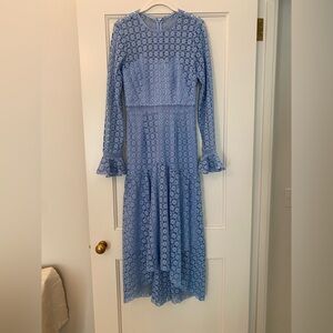 Monique Lhuillier Light Blue Lace Long Sleeve Dress